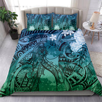 Pacific Beauty Girl Bedding Set Blue Polyneisan Tribal Vintage Motif
