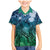 Pacific Beauty Girl Family Matching Mermaid Dress and Hawaiian Shirt Blue Polyneisan Tribal Vintage Motif