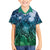 Pacific Beauty Girl Family Matching Puletasi and Hawaiian Shirt Blue Polyneisan Tribal Vintage Motif