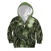 Pacific Beauty Girl Kid Hoodie Green Polyneisan Tribal Vintage Motif