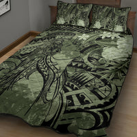 Pacific Beauty Girl Quilt Bed Set Green Polyneisan Tribal Vintage Motif LT9 - Polynesian Pride