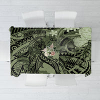 Pacific Beauty Girl Tablecloth Green Polyneisan Tribal Vintage Motif