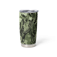 Pacific Beauty Girl Tumbler Cup Green Polyneisan Tribal Vintage Motif