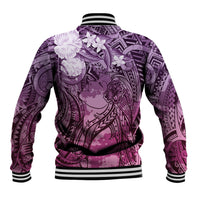 Pacific Beauty Girl Baseball Jacket Pink Polyneisan Tribal Vintage Motif