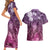 Pacific Beauty Girl Couples Matching Short Sleeve Bodycon Dress and Hawaiian Shirt Pink Polyneisan Tribal Vintage Motif