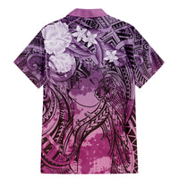 Pacific Beauty Girl Family Matching Mermaid Dress and Hawaiian Shirt Pink Polyneisan Tribal Vintage Motif