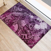 Pacific Beauty Girl Rubber Doormat Pink Polyneisan Tribal Vintage Motif
