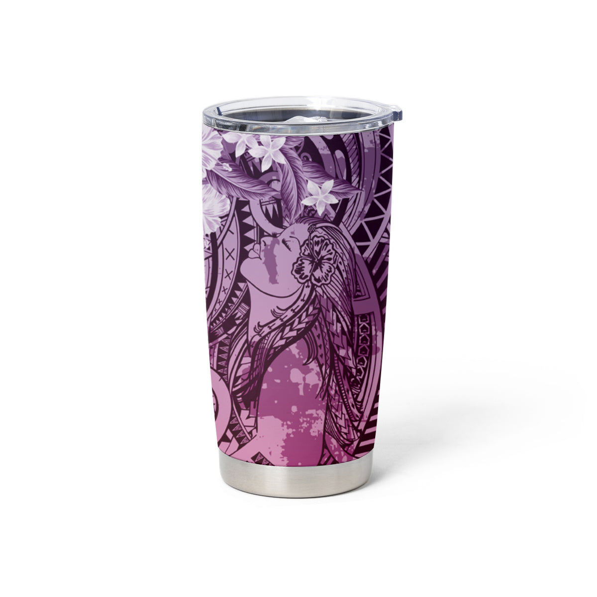 Pacific Beauty Girl Tumbler Cup Pink Polyneisan Tribal Vintage Motif