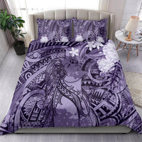 Pacific Beauty Girl Bedding Set Violet Polyneisan Tribal Vintage Motif