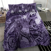 Pacific Beauty Girl Bedding Set Violet Polyneisan Tribal Vintage Motif