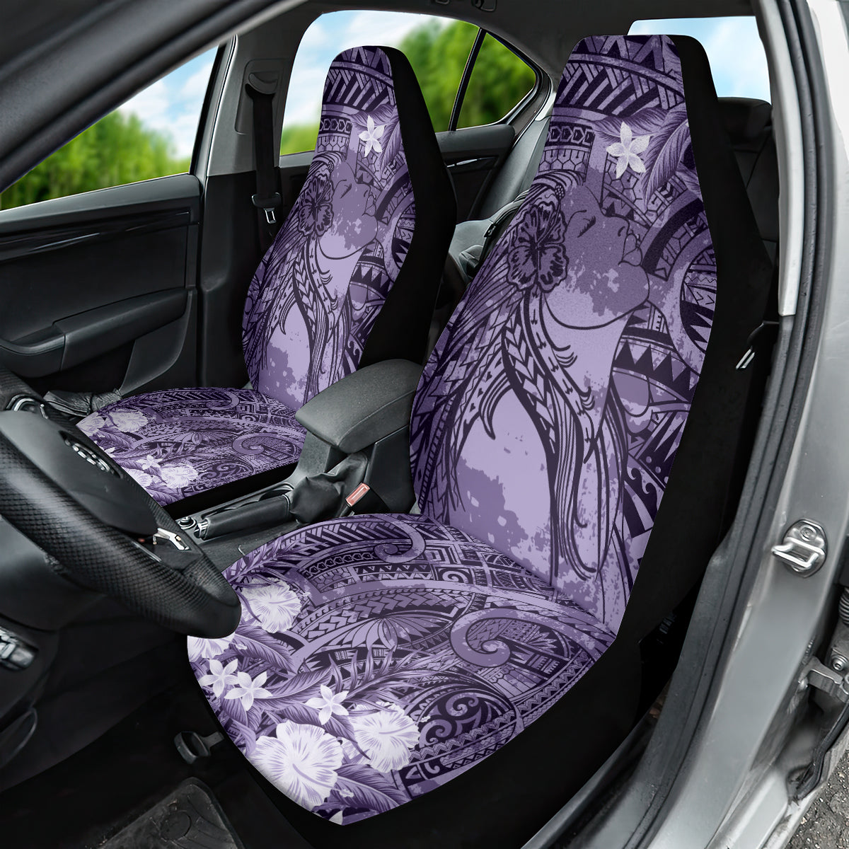 Pacific Beauty Girl Car Seat Cover Violet Polyneisan Tribal Vintage Motif