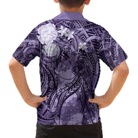 Pacific Beauty Girl Family Matching Tank Maxi Dress and Hawaiian Shirt Violet Polyneisan Tribal Vintage Motif