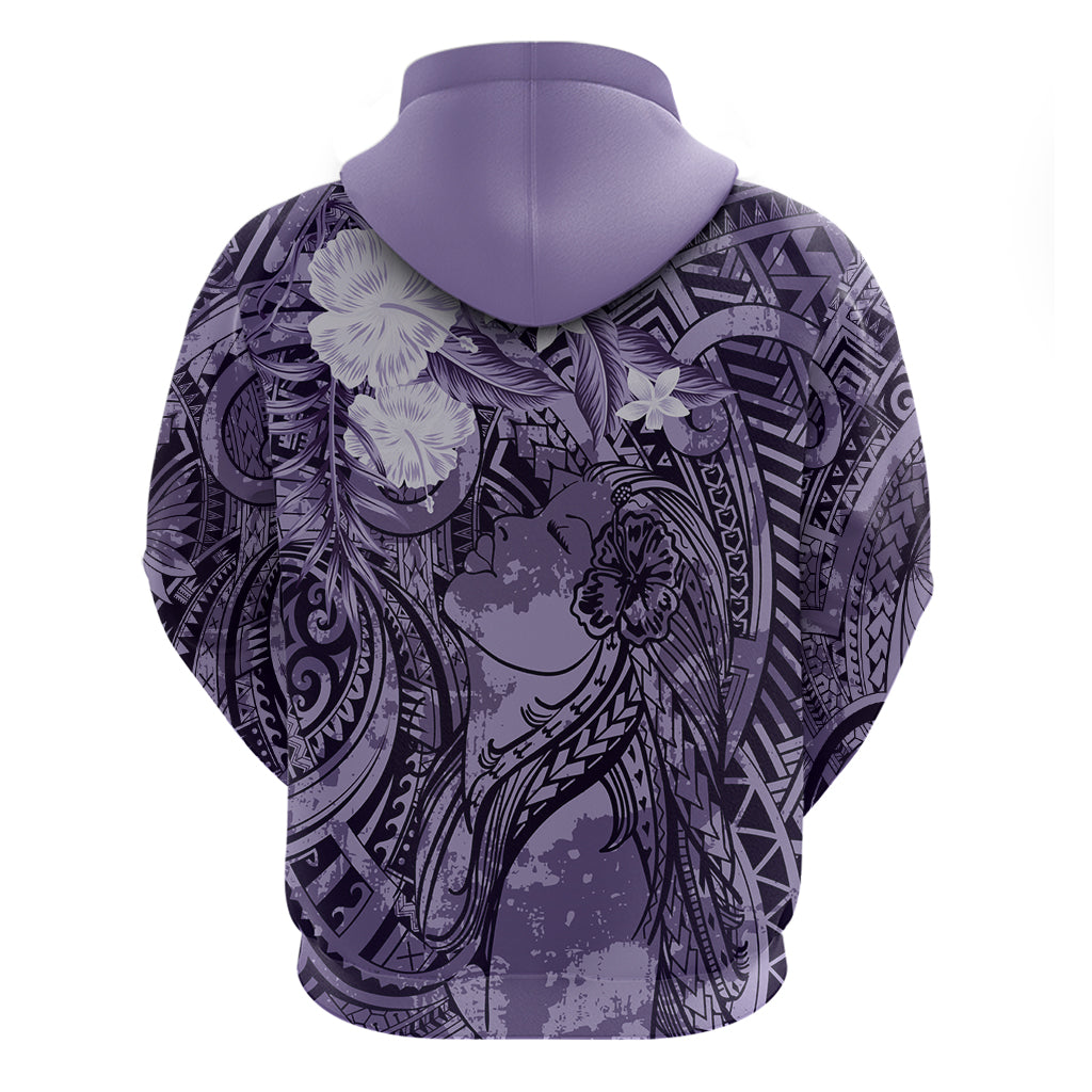 Pacific Beauty Girl Hoodie Violet Polyneisan Tribal Vintage Motif