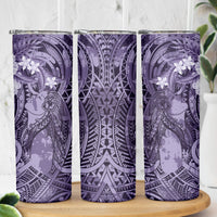 Pacific Beauty Girl Skinny Tumbler Violet Polyneisan Tribal Vintage Motif