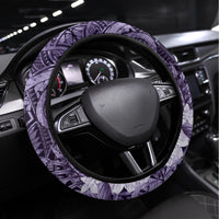 Pacific Beauty Girl Steering Wheel Cover Violet Polyneisan Tribal Vintage Motif
