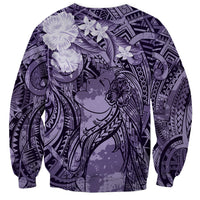 Pacific Beauty Girl Sweatshirt Violet Polyneisan Tribal Vintage Motif