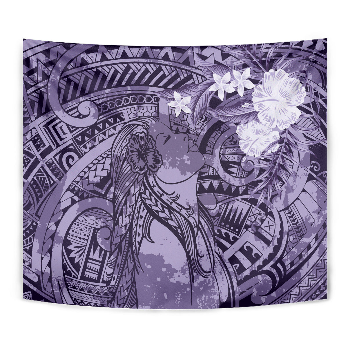 Pacific Beauty Girl Tapestry Violet Polyneisan Tribal Vintage Motif