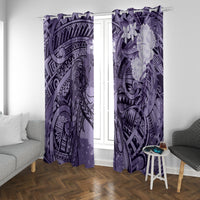 Pacific Beauty Girl Window Curtain Violet Polyneisan Tribal Vintage Motif
