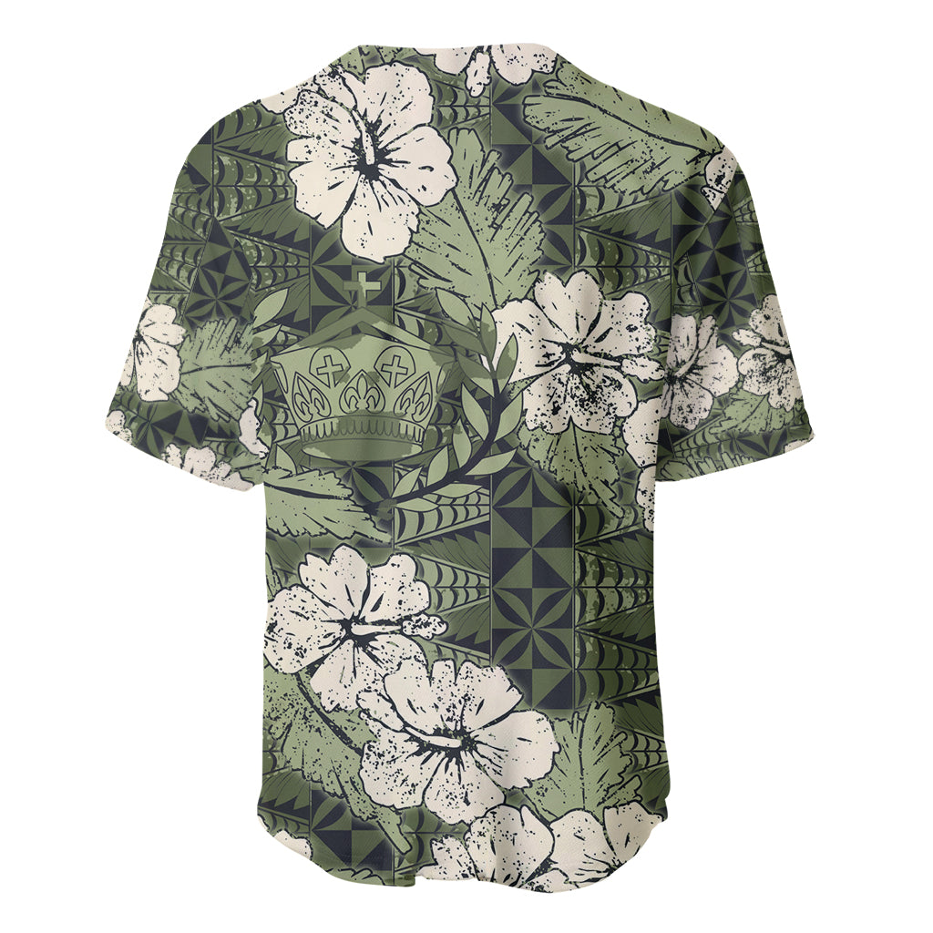 Tongan Kupesi Ngatu Hibiscus Vintage Motif Baseball Jersey