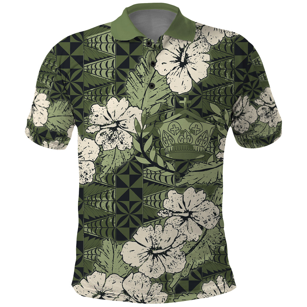 Tongan Kupesi Ngatu Hibiscus Vintage Motif Polo Shirt