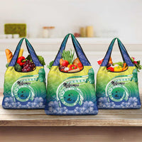 Malpampa Vanuatu Grocery Bag Hibiscus Sand Drawing with Pacific Pattern