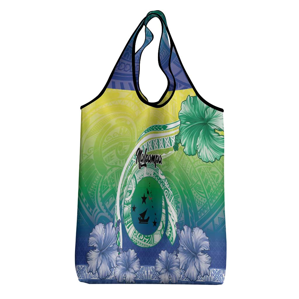 Malpampa Vanuatu Grocery Bag Hibiscus Sand Drawing with Pacific Pattern