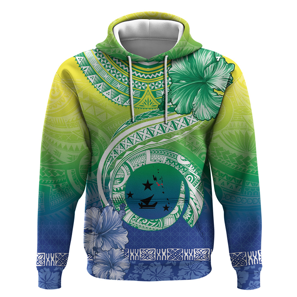 Malpampa Vanuatu Hoodie Hibiscus Sand Drawing with Pacific Pattern