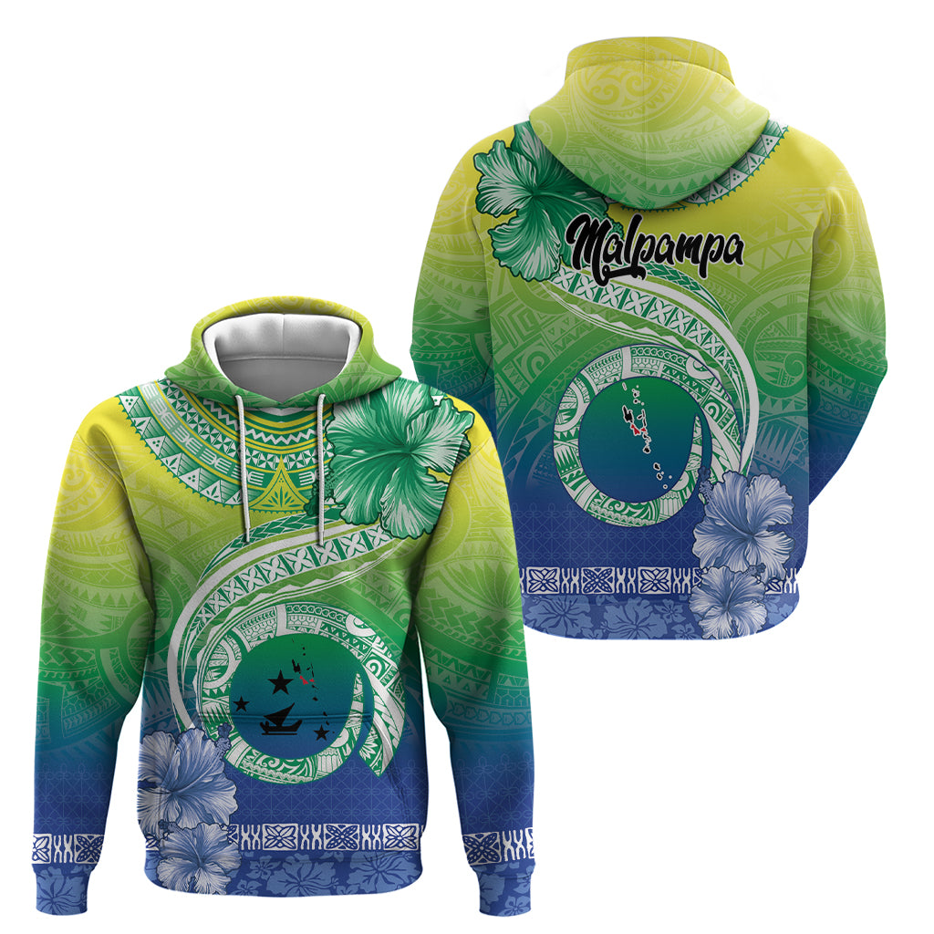 Malpampa Vanuatu Hoodie Hibiscus Sand Drawing with Pacific Pattern