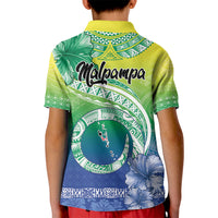 Malpampa Vanuatu Kid Polo Shirt Hibiscus Sand Drawing with Pacific Pattern