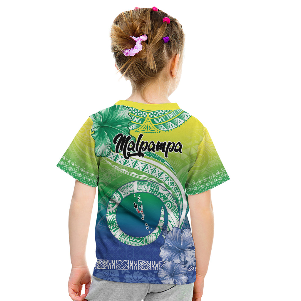 Malpampa Vanuatu Kid T Shirt Hibiscus Sand Drawing with Pacific Pattern