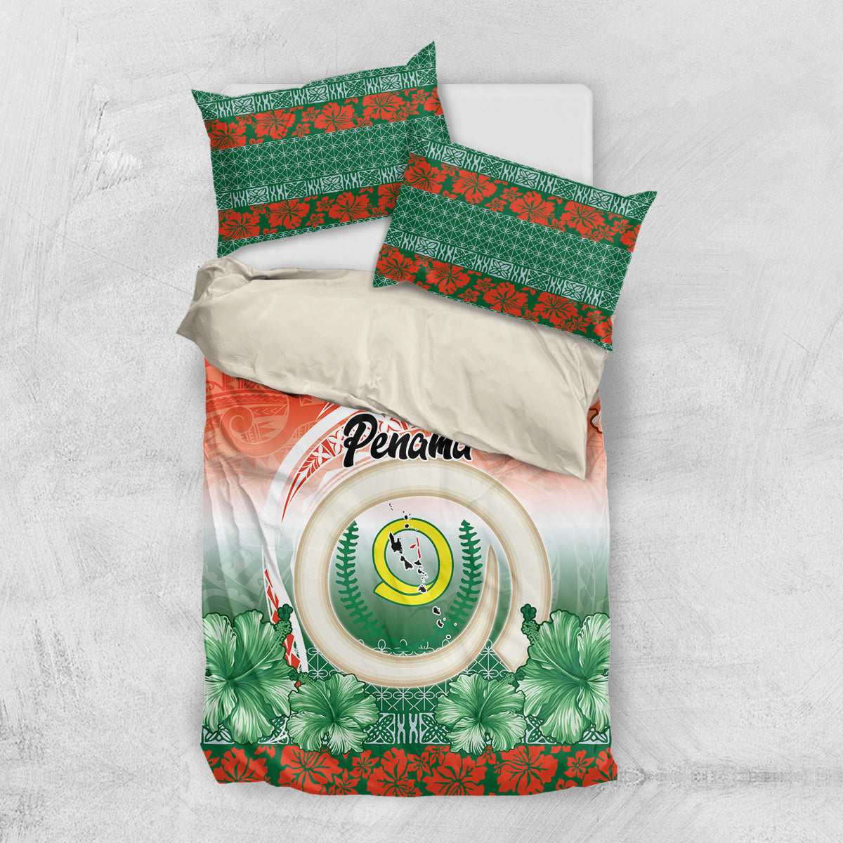 Penama Vanuatu Bedding Set Hibiscus Sand Drawing with Pacific Pattern