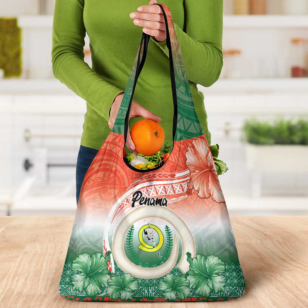 Penama Vanuatu Grocery Bag Hibiscus Sand Drawing with Pacific Pattern