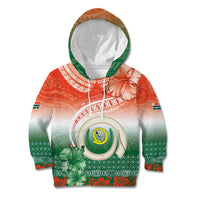 Penama Vanuatu Kid Hoodie Hibiscus Sand Drawing with Pacific Pattern