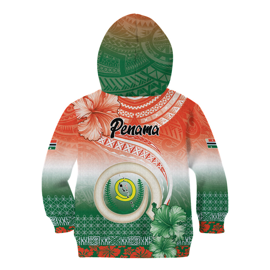 Penama Vanuatu Kid Hoodie Hibiscus Sand Drawing with Pacific Pattern