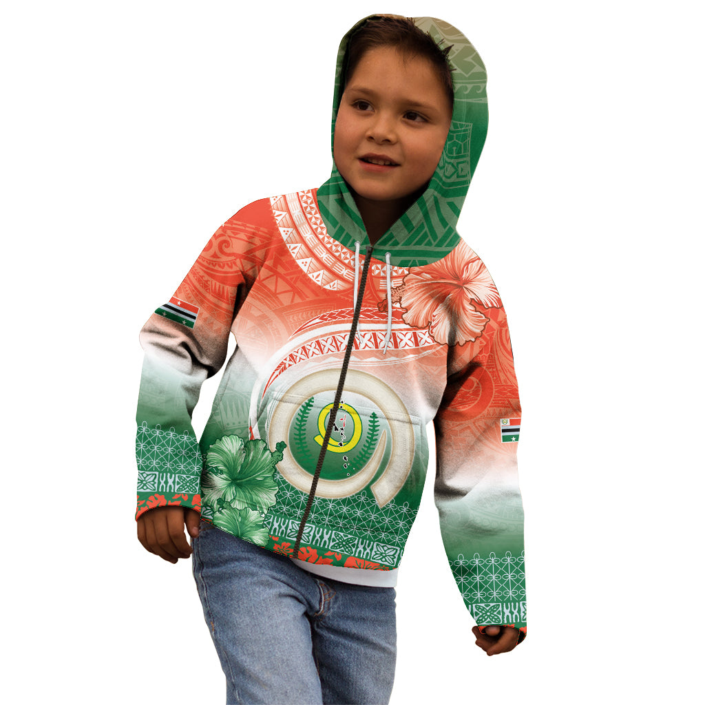 Penama Vanuatu Kid Hoodie Hibiscus Sand Drawing with Pacific Pattern