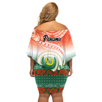 Penama Vanuatu Off Shoulder Short Dress Hibiscus Sand Drawing with Pacific Pattern
