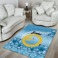 Sanma Vanuatu Area Rug Hibiscus Sand Drawing with Pacific Pattern