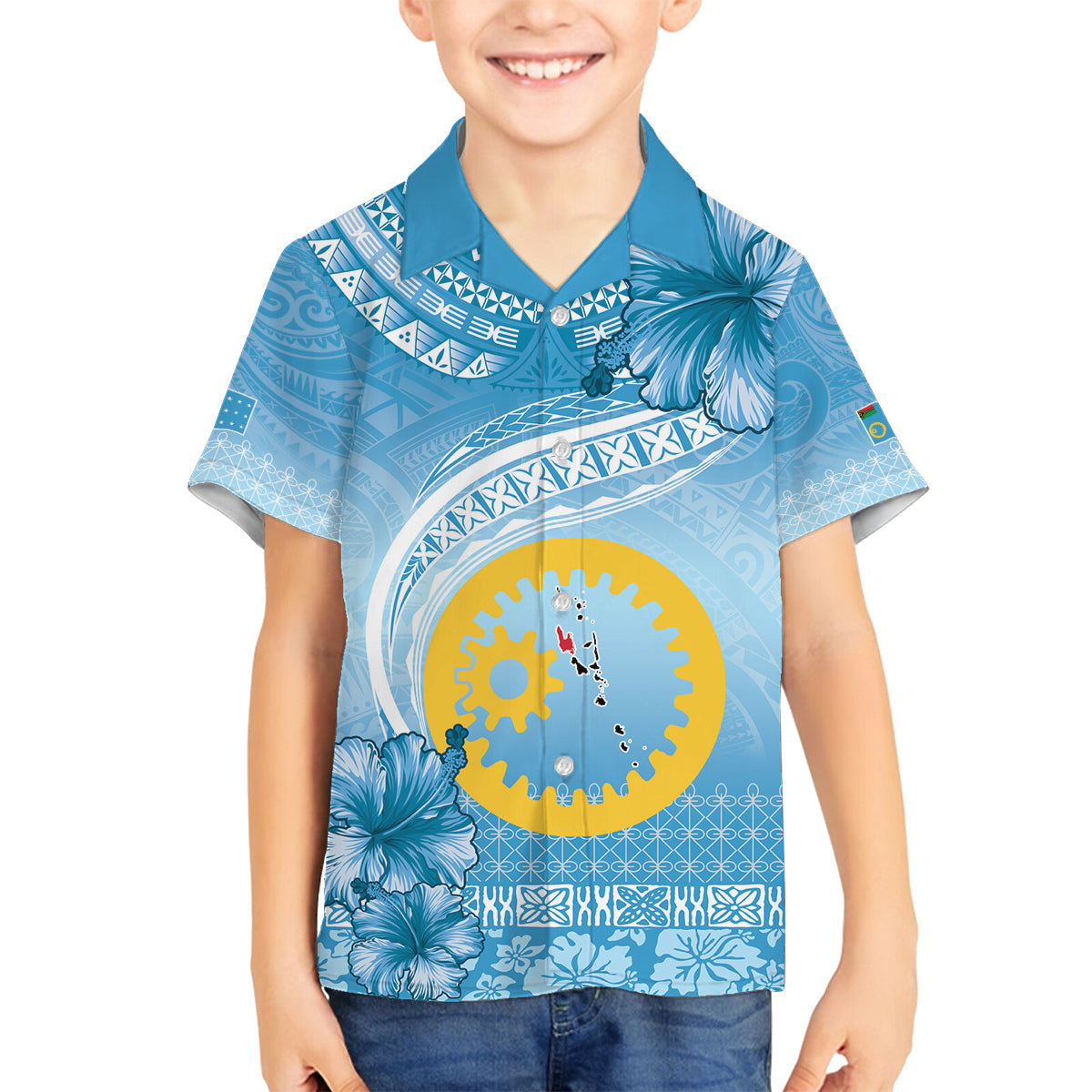 Sanma Vanuatu Family Matching Long Sleeve Bodycon Dress and Hawaiian Shirt Hibiscus Sand Drawing with Pacific Pattern