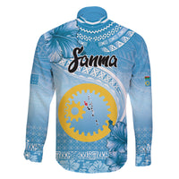 Sanma Vanuatu Family Matching Off Shoulder Short Dress and Hawaiian Shirt Hibiscus Sand Drawing with Pacific Pattern