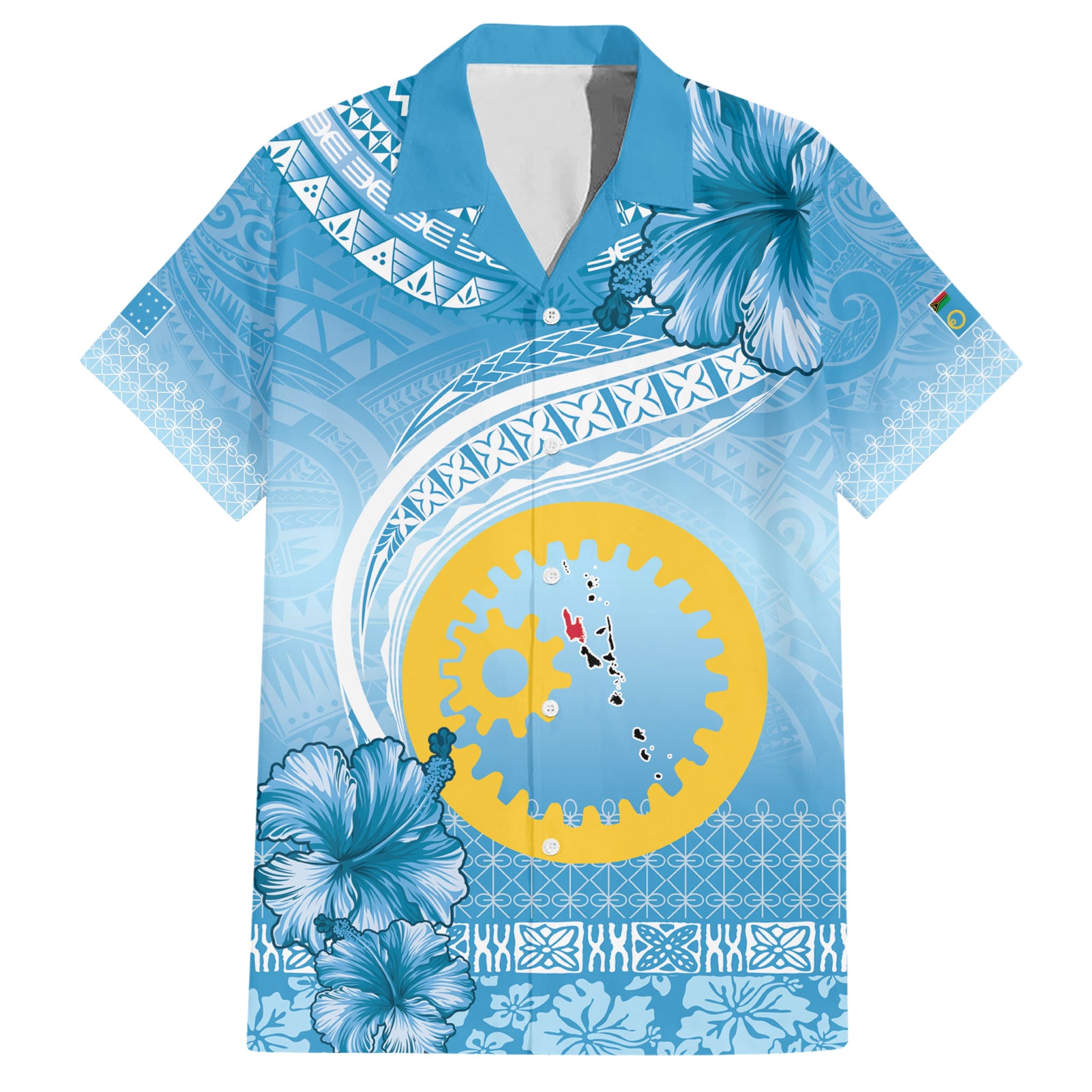 Sanma Vanuatu Hawaiian Shirt Hibiscus Sand Drawing with Pacific Pattern