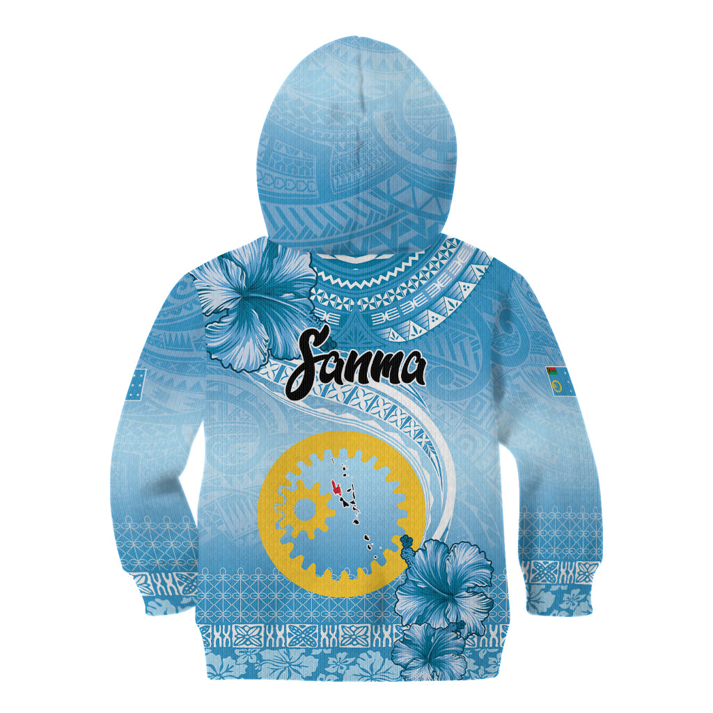 Sanma Vanuatu Kid Hoodie Hibiscus Sand Drawing with Pacific Pattern