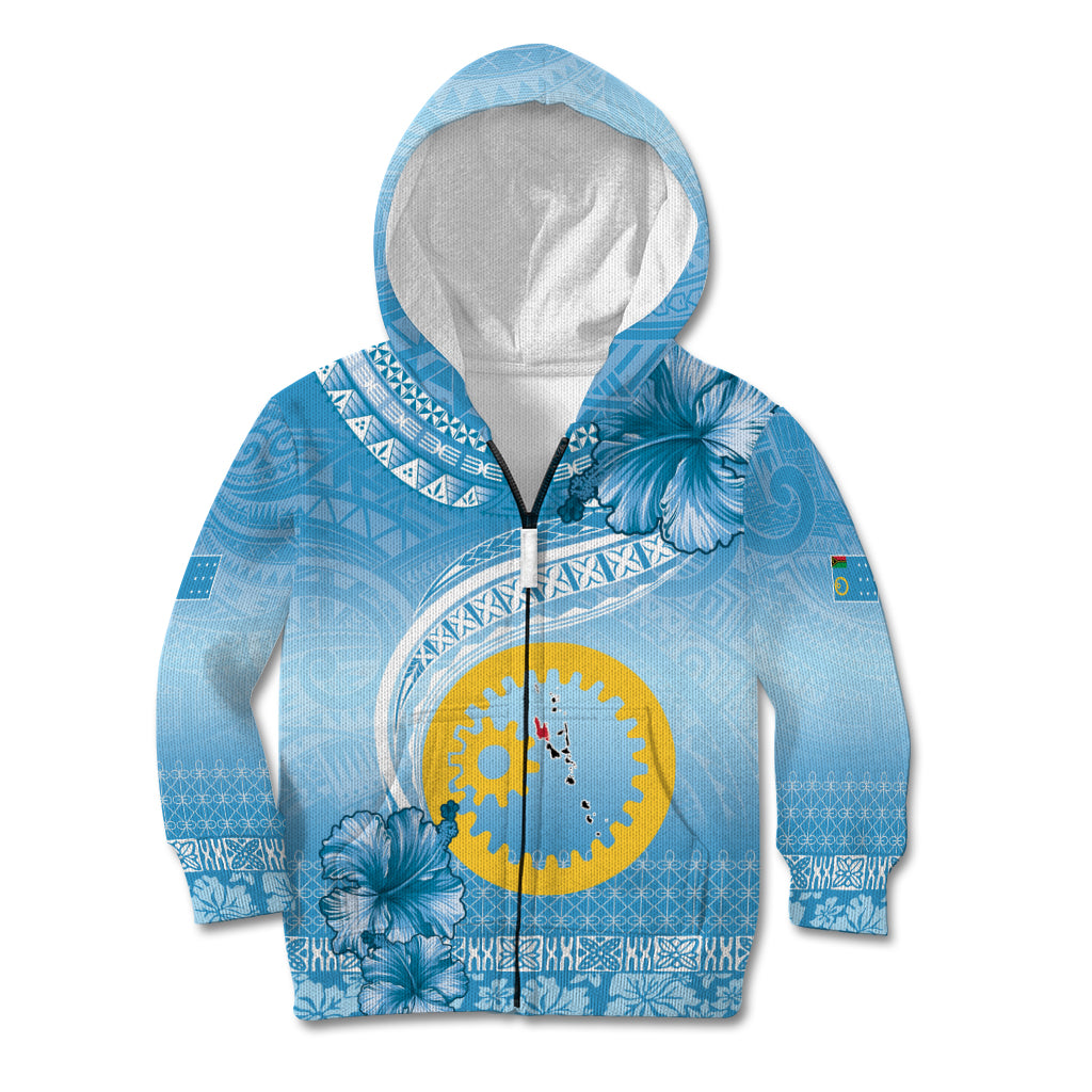 Sanma Vanuatu Kid Hoodie Hibiscus Sand Drawing with Pacific Pattern