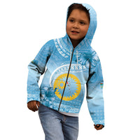 Sanma Vanuatu Kid Hoodie Hibiscus Sand Drawing with Pacific Pattern
