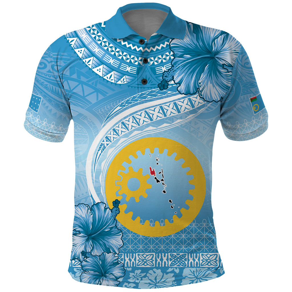 Sanma Vanuatu Polo Shirt Hibiscus Sand Drawing with Pacific Pattern