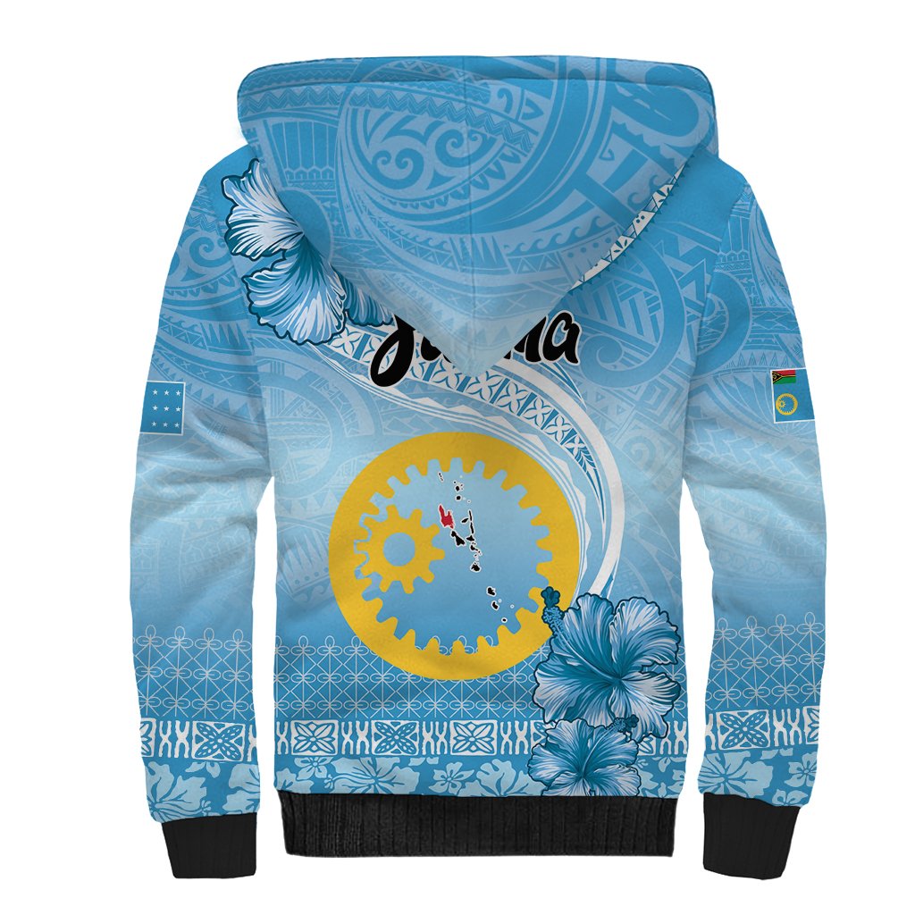 Sanma Vanuatu Sherpa Hoodie Hibiscus Sand Drawing with Pacific Pattern