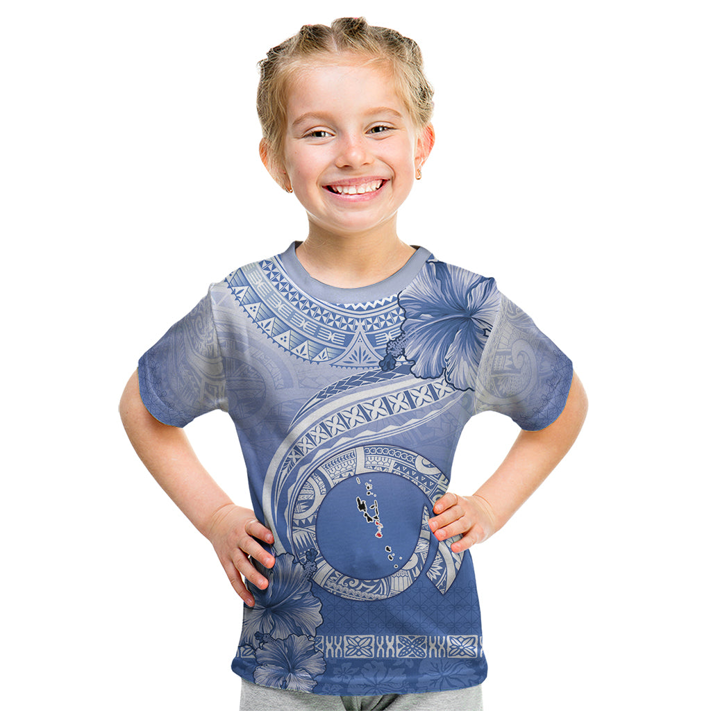 Shefa Vanuatu Kid T Shirt Hibiscus Sand Drawing with Pacific Pattern