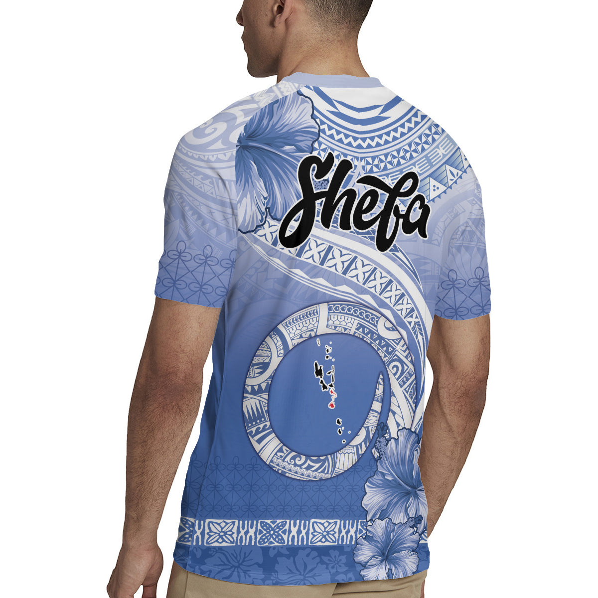 Shefa Vanuatu Rugby Jersey Hibiscus Sand Drawing with Pacific Pattern