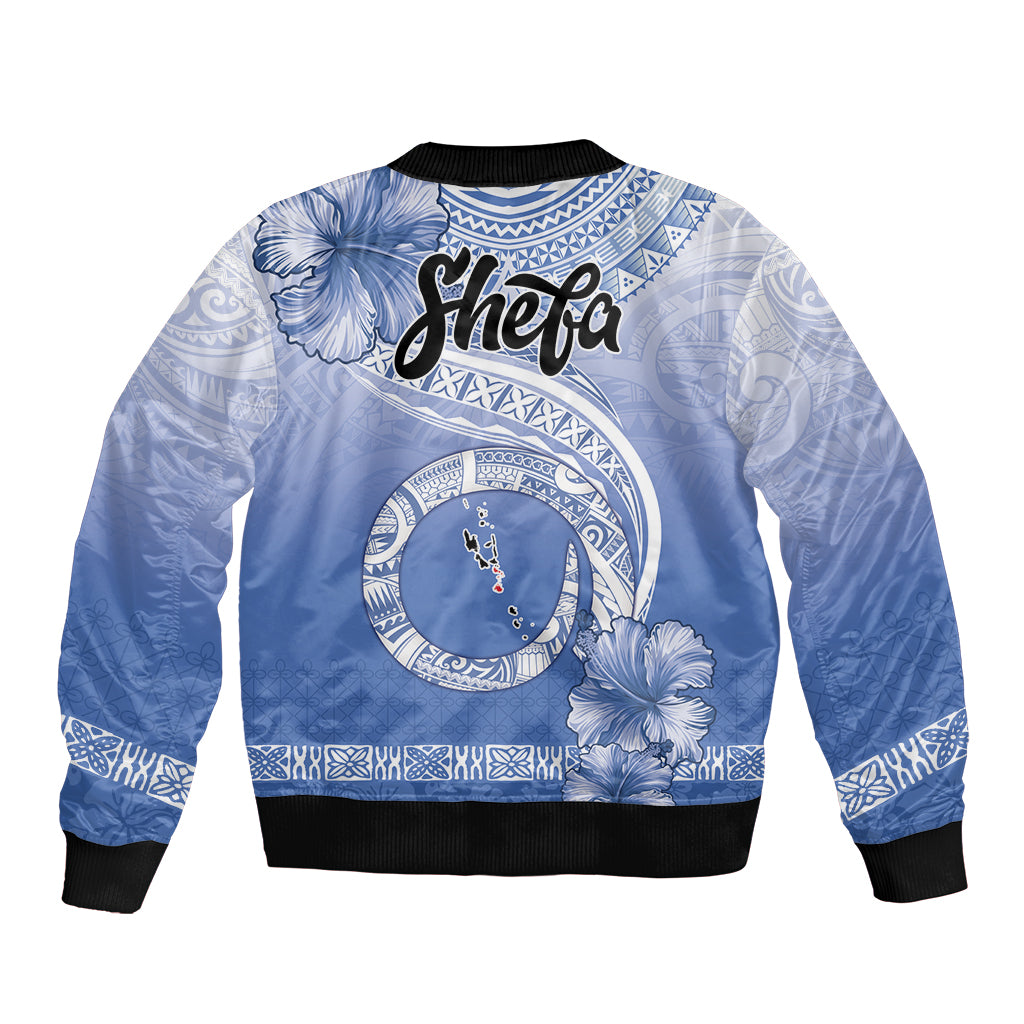 Shefa Vanuatu Sleeve Zip Bomber Jacket Hibiscus Sand Drawing with Pacific Pattern