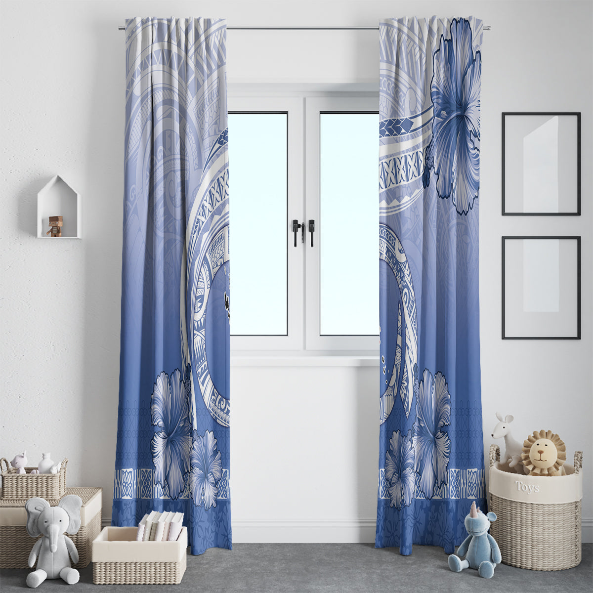 Shefa Vanuatu Window Curtain Hibiscus Sand Drawing with Pacific Pattern