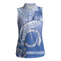 Shefa Vanuatu Women Sleeveless Polo Shirt Hibiscus Sand Drawing with Pacific Pattern